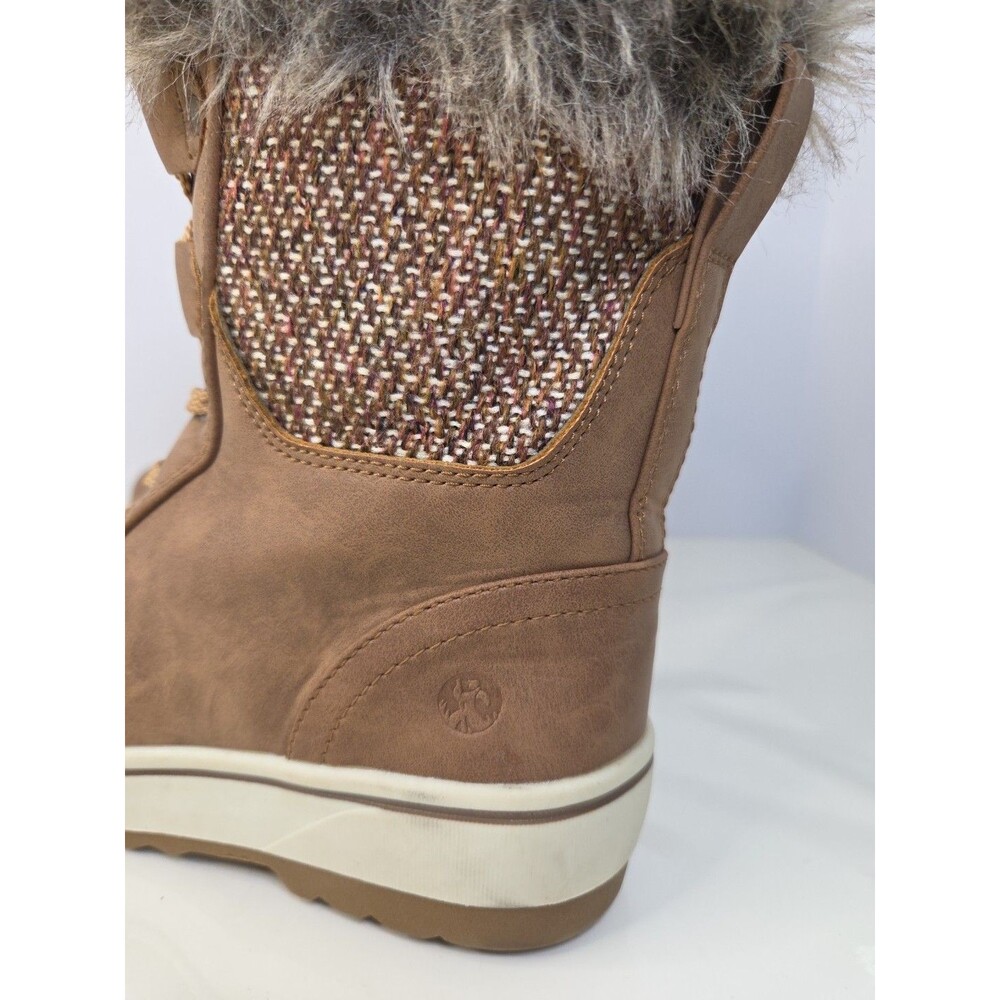 Northside Womens Snow Boot Size 6 Light Brown Gray Faux Fur Trim Lace Up NWOT - Picture 4 of 10